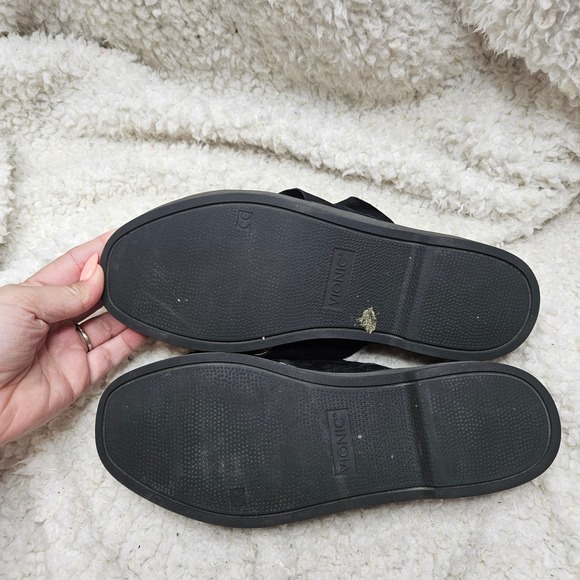 Vionic Azalea Ruffled Black Suede Leather Sandals sz 8.5 - Picture 4 of 6